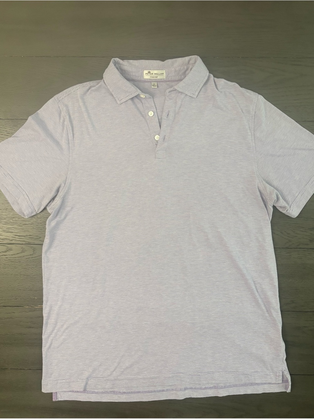 Peter Millar Crown Soft Polo Shirt Men's Medium Light Purple Striped